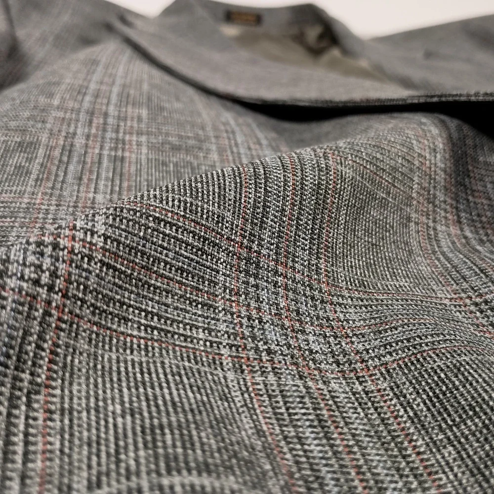 Vintage 70s/80s John Blair 48L 42x34 Glen Plaid Suit - 2 Piece Gray Retro Suit